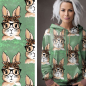 Preview: Hipster Leo Bunny - Eigenproduktion von Graustufen-Stoffe